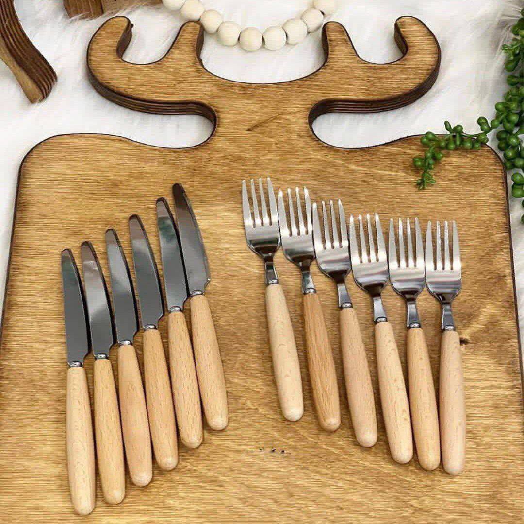 چاقوو چنگال دسته بامبو