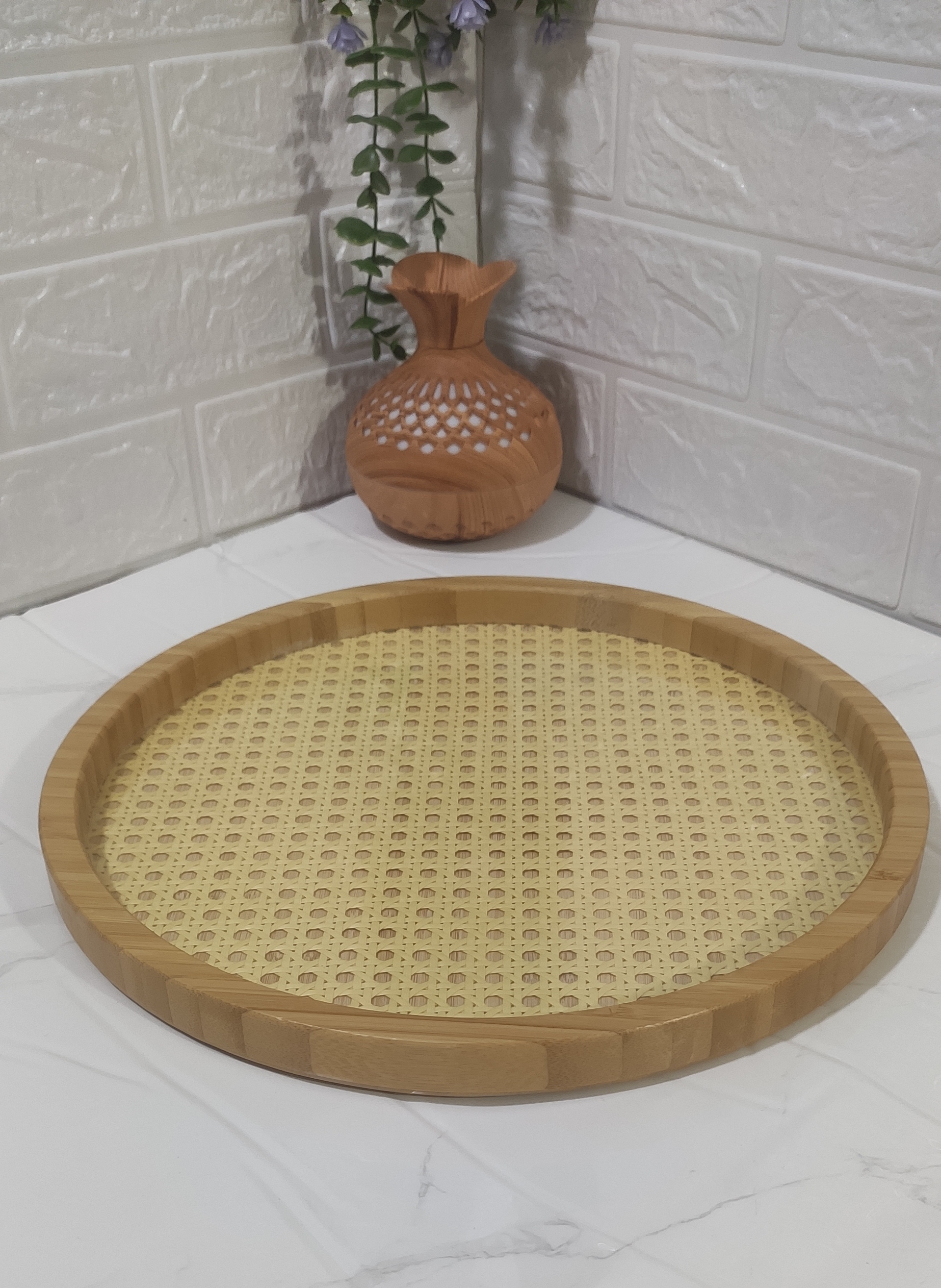 سینی گرد حصیری چوب بامبو