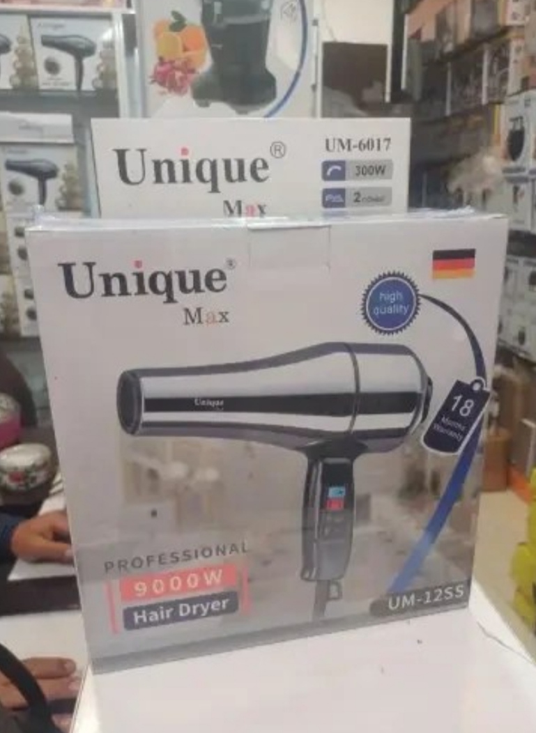 سشوار یونیک مکس مدل UM-12SS ظرفیت ۹۰۰۰ وات بدنه استیل