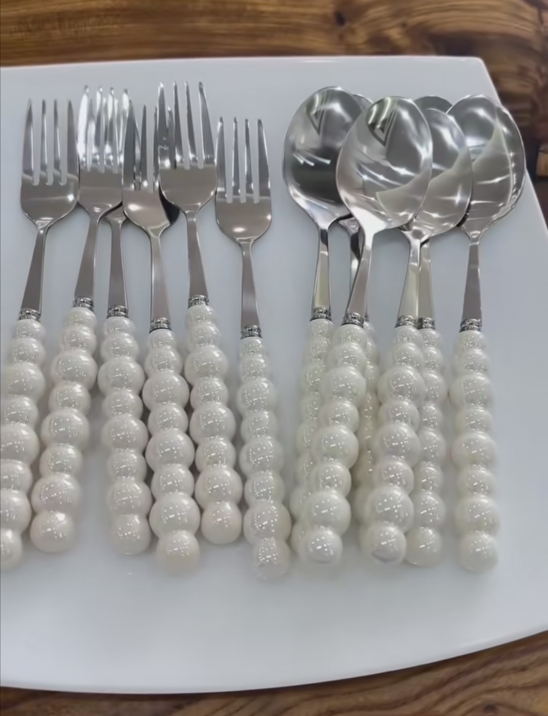 قاشق وچنگال دسته مرواریدی