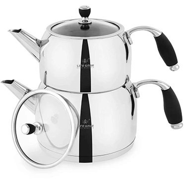 کتری و قوری لایف اسمایل مدل TK1-8 ظرفیت ۲ لیتر استیل ضد زنگ
